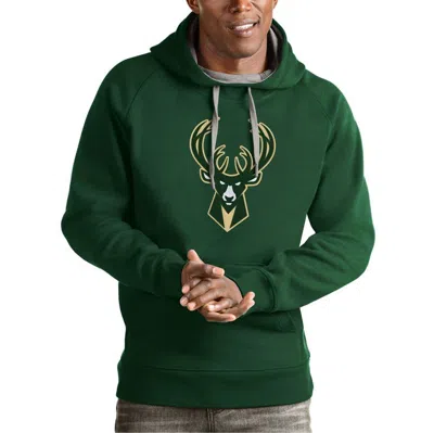 Antigua Green Milwaukee Bucks Team Logo Victory Pullover Hoodie