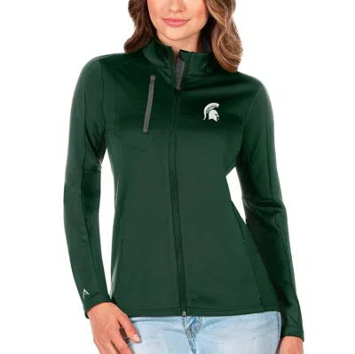 Antigua Green/graphite Michigan State Spartans Generation Full-zip Jacket In Hunter Green