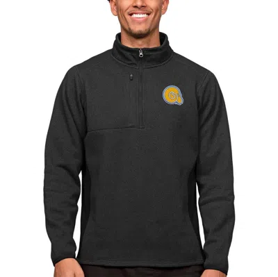 Antigua Heather Black Albany State Golden Rams Course Quarter-zip Pullover Top
