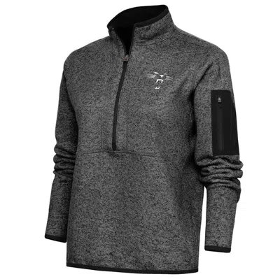 Antigua Heather Black Carolina Panthers Throwback Logo Fortune Half-zip Pullover Jacket