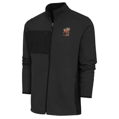 Antigua Heather Black Cleveland Browns Team Logo Course Full-zip Jacket