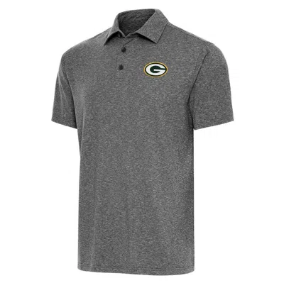 Antigua Heather Black Green Bay Packers Par Polo In Gray