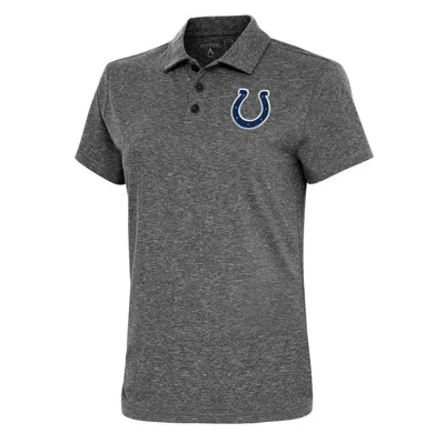 Antigua Heather Black Indianapolis Colts Motivated Polo In Grey
