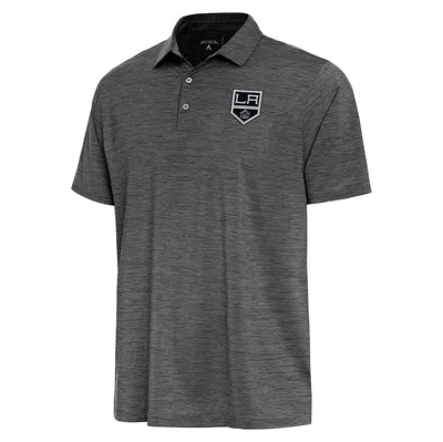 Antigua Heather Black Los Angeles Kings Layout Polo In Gray