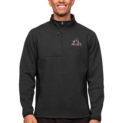 Antigua Heather Black New Mexico State Aggies Course Quarter-zip Pullover Top