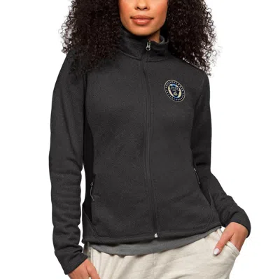 Antigua Heather Black Philadelphia Union Team Logo Course Full-zip Jacket