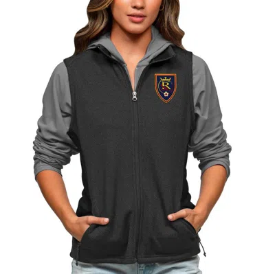 Antigua Heather Black Real Salt Lake Team Logo Course Full-zip Vest