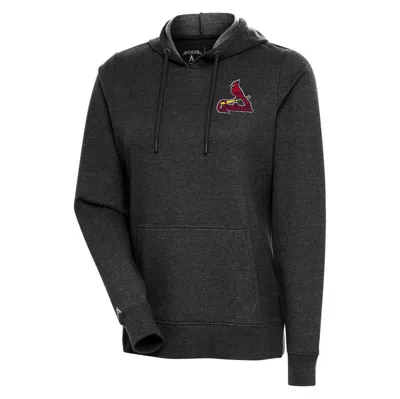 Antigua Heather Black St. Louis Cardinals Action Pullover Hoodie