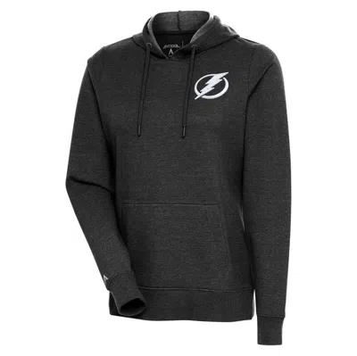 Antigua Heather Black Tampa Bay Lightning Action Chenille Pullover Hoodie