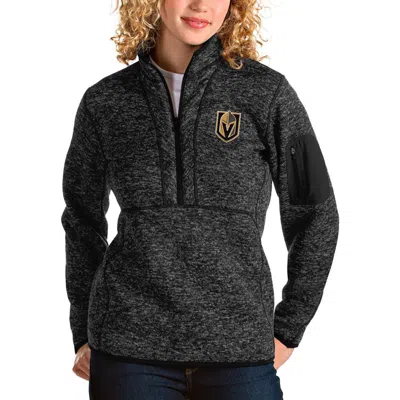 Antigua Heather Black Vegas Golden Knights Fortune Half-zip Sweatshirt