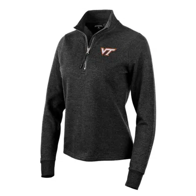 Antigua Heather Black Virginia Tech Hokies Action Quarter-zip Pullover Sweatshirt