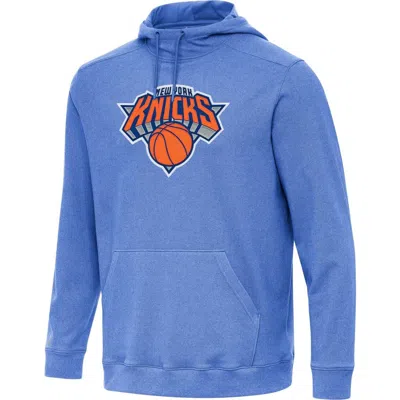 Antigua Heather Blue New York Knicks Cloud Pullover Hoodie
