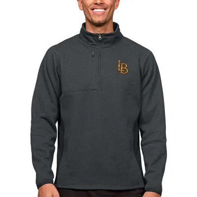 Antigua Heather Charcoal Cal State Long Beach The Beach Course Quarter-zip Pullover Top