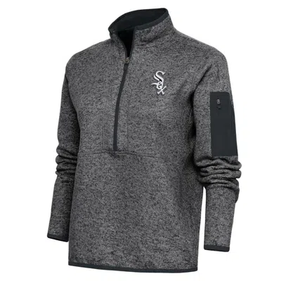 Antigua Heather Charcoal Chicago White Sox Logo Fortune Quarter-zip Pullover Jacket