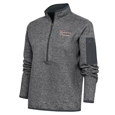 Antigua Heather Charcoal Inland Empire 66ers Fortune Half-zip Pullover Jacket In Gray