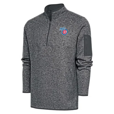 Antigua Heather Charcoal Iowa Cubs Fortune Quarter-zip Pullover Jacket