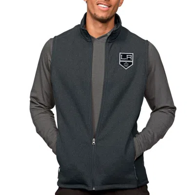 Antigua Heather Charcoal Los Angeles Kings Course Full-zip Vest
