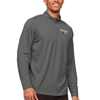 Antigua Heather Charcoal Southern Illinois Salukis Epic Quarter-zip Pullover Top