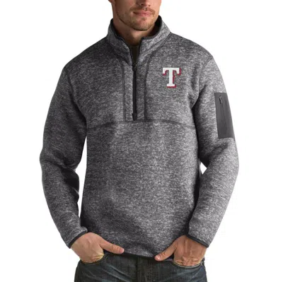 Antigua Heather Charcoal Texas Rangers Fortune Big & Tall Quarter-zip Pullover Jacket In Gray