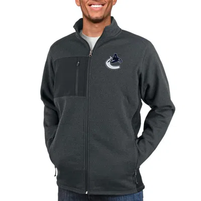 Antigua Heather Charcoal Vancouver Canucks Course Full-zip Jacket