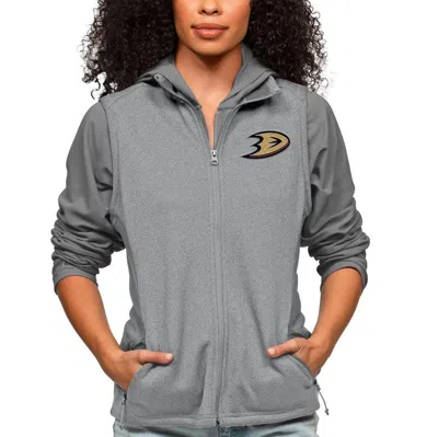 Antigua Heather Gray Anaheim Ducks Primary Logo Course Full-zip Vest