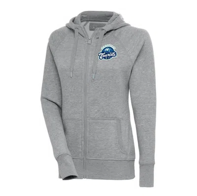Antigua Heather Gray Asheville Tourists Victory Full-zip Hoodie In Blue