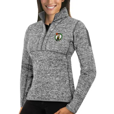 Antigua Heather Gray Boston Celtics Fortune Half-zip Pullover Jacket