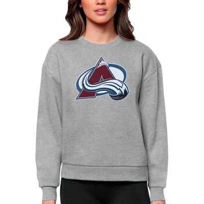 Antigua Heather Gray Colorado Avalanche Primary Logo Team Logo Victory Crewneck Pullover Sweatshirt