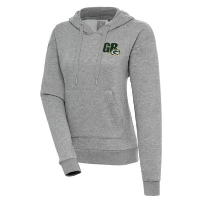 Antigua Heather Gray Green Bay Packers Victory Pullover Hoodie