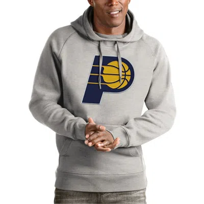 Antigua Heather Gray Indiana Pacers Team Logo Victory Pullover Hoodie