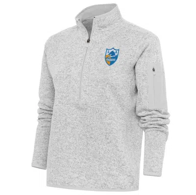 Antigua Heather Gray Los Angeles Chargers Throwback Logo Fortune Half-zip Pullover Jacket