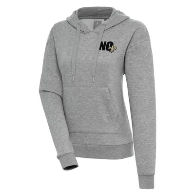 Antigua Heather Gray New Orleans Saints Victory Pullover Hoodie