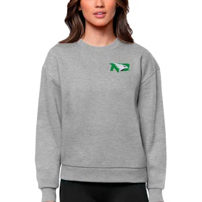 Antigua Heather Gray North Dakota Logo Victory Crewneck Pullover Sweatshirt