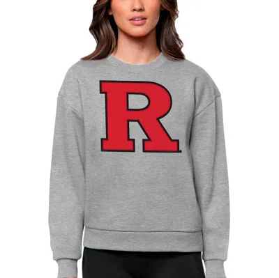 Antigua Heather Grey Rutgers Scarlet Knights Victory Crewneck Pullover Sweatshirt