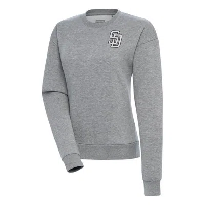 Antigua Heather Gray San Diego Padres Brushed Metallic Victory Pullover Sweatshirt