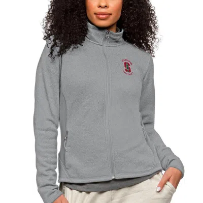 Antigua Heather Gray Stanford Cardinal Course Full-zip Jacket