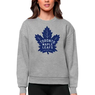 Antigua Heather Gray Toronto Maple Leafs Primary Logo Team Logo Victory Crewneck Pullover Sweatshirt