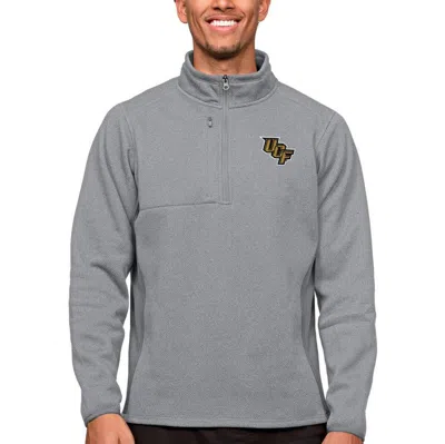 Antigua Heather Gray Ucf Knights Course Quarter-zip Pullover Top