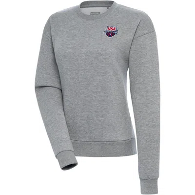 Antigua Heather Gray Usa Swimming Victory Pullover Sweatshirt