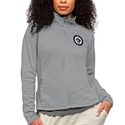 Antigua Heather Gray Winnipeg Jets Primary Logo Course Full-zip Jacket