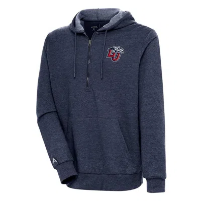Antigua Heather Navy Liberty Flames Action Lightweight Pullover Hoodie In Black