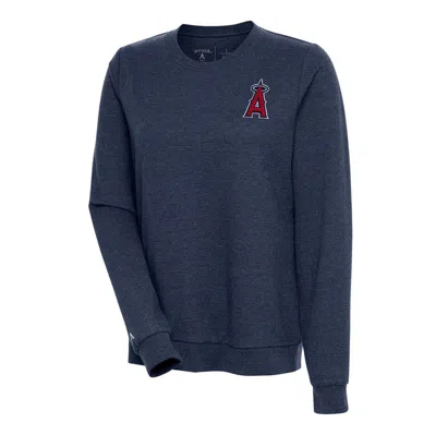 Antigua Heather Navy Los Angeles Angels Action Crewneck Pullover Sweatshirt