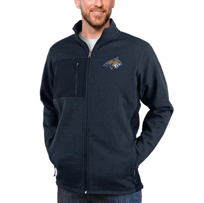 Antigua Heather Navy Montana State Bobcats Course Full-zip Jacket In Blue