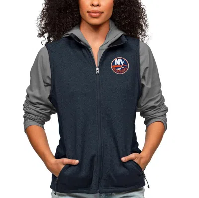 Antigua Heather Navy New York Islanders Primary Logo Course Full-zip Vest