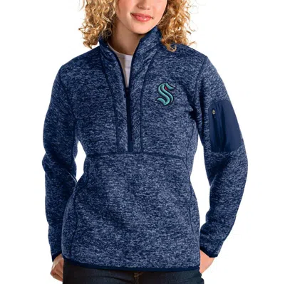 Antigua Heather Navy Seattle Kraken Fortune Half-zip Sweatshirt