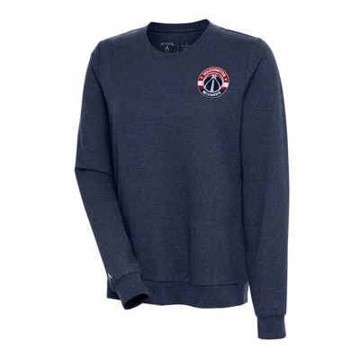 Antigua Heather Navy Washington Wizards Action Pullover Sweatshirt
