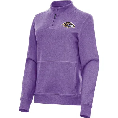 Antigua Heather Purple Baltimore Ravens Crush Quarter-zip Jacket