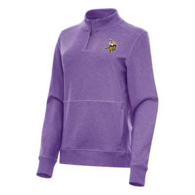 Antigua Heather Purple Minnesota Vikings Crush Quarter-zip Jacket