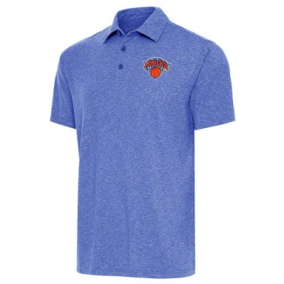 Antigua Heather Royal New York Knicks Par Polo In Blue