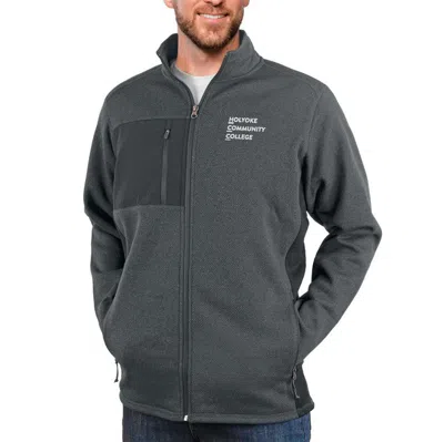 Antigua Heathered Charcoal Holyoke Community College Course Full-zip Jacket In Gray